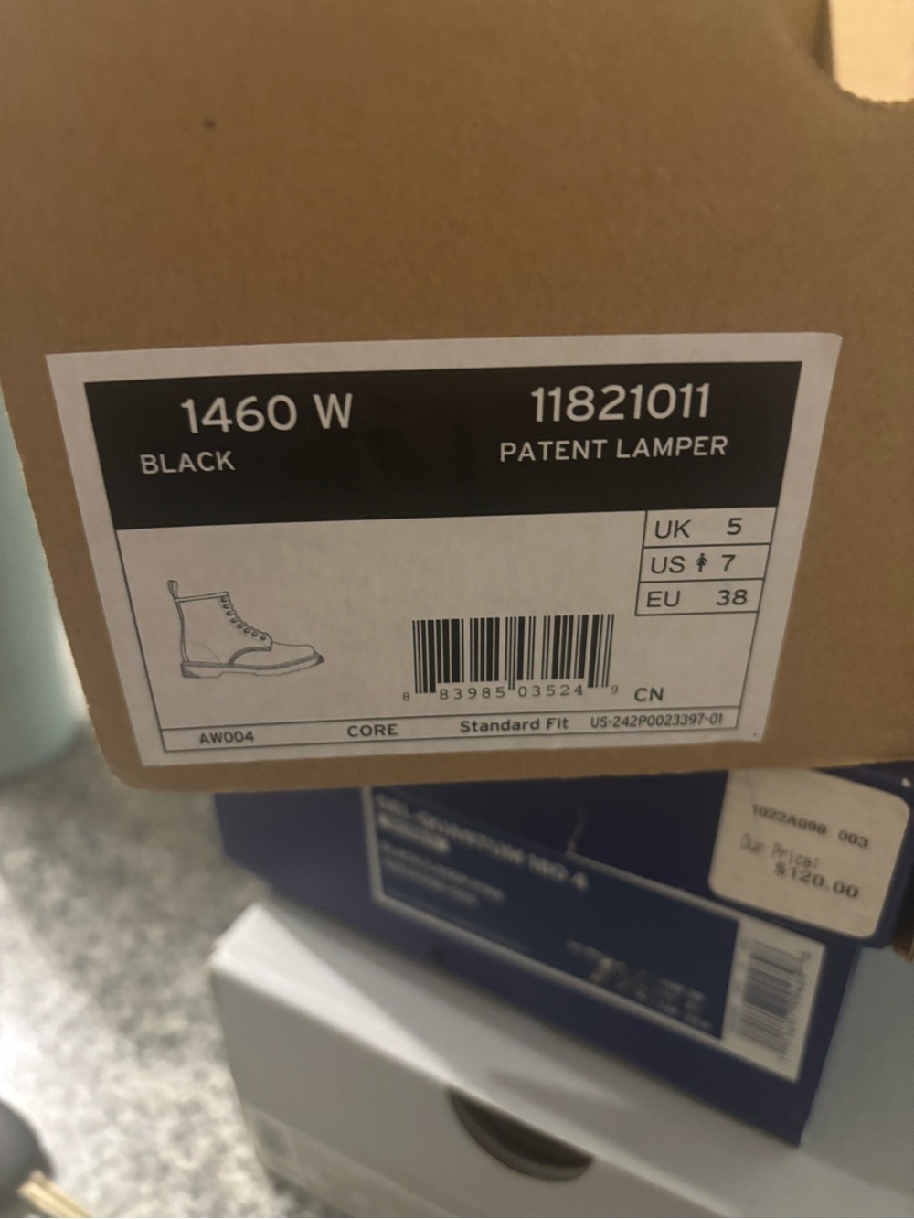 Dr. Martens 1460 W Patent Lamper Black Lace-Up Women's Boots